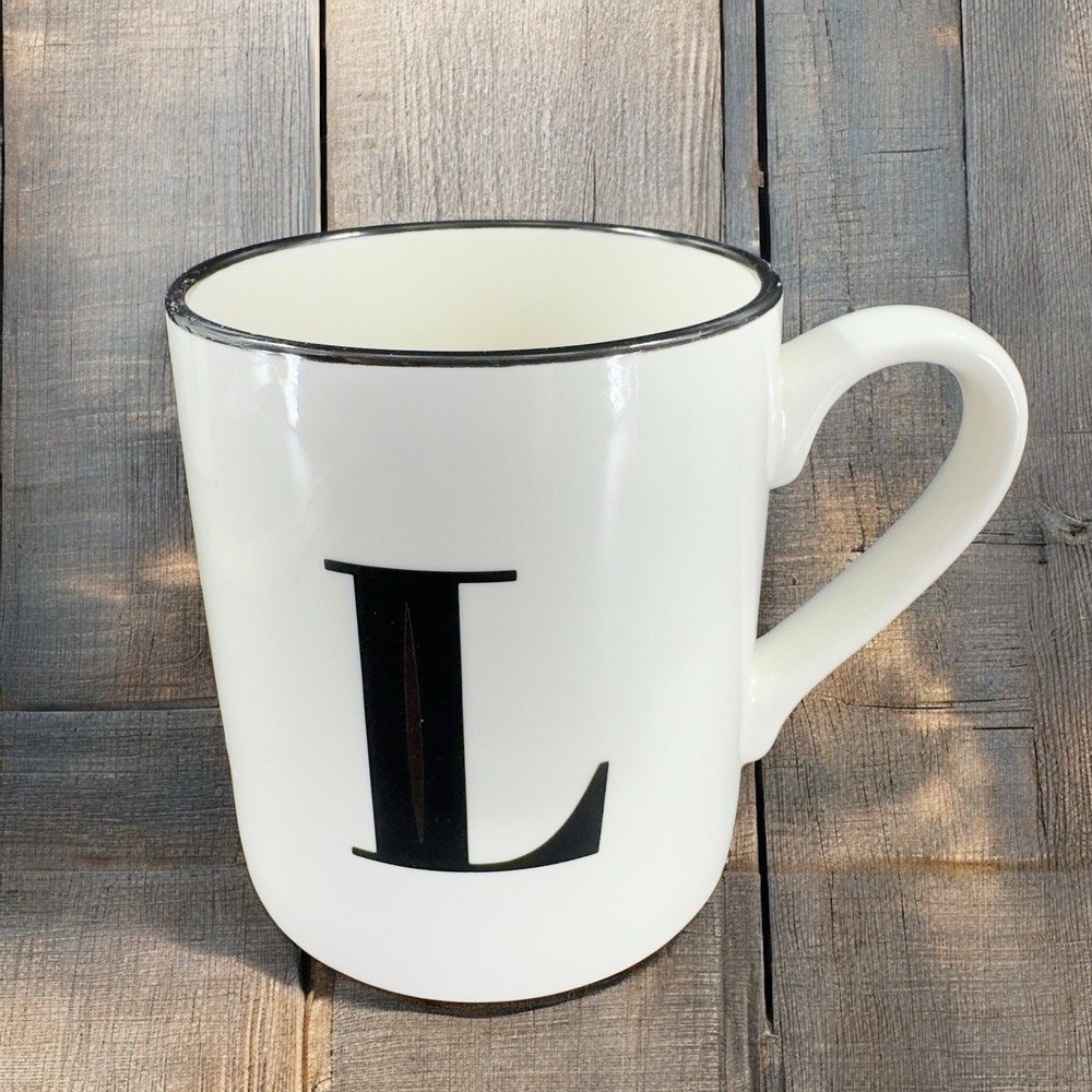 Threshold Monogram Initial L Coffee Mug White Black Ceramic 16oz Cup 200019928